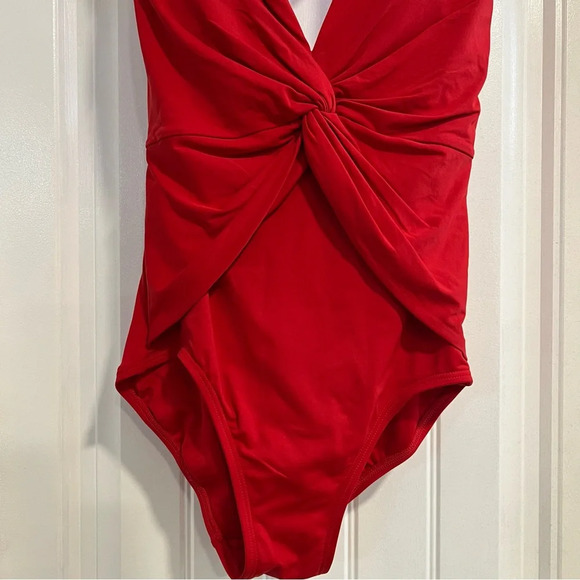 MICHAEL Michael Kors Red Twist-Tie Halter Swimsuit. Size 6. - Picture 7 of 15